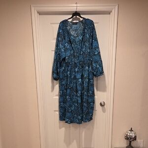 Lane Bryant Teal, Green, and Black Patterned Dress